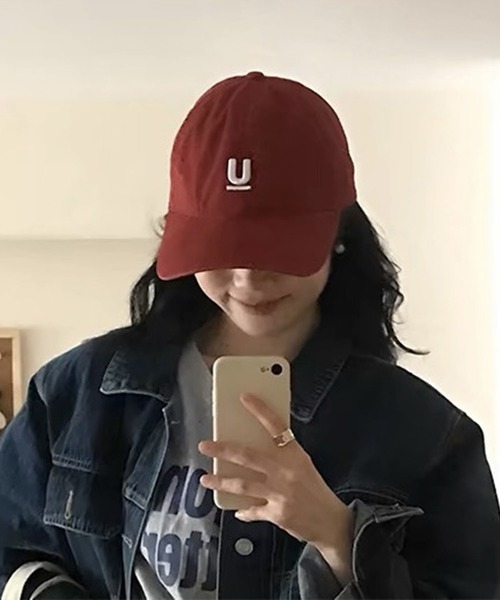 LAFFMO（ラフモ）の「ロゴ刺繍キャップ（キャップ・レディース・ホワイト/ボルドー/ピンク/ライトグリーン/イエロー/モカ/ネイビー/パープル/オフホワイト/グレー/ブラック・F）」の12枚目の写真