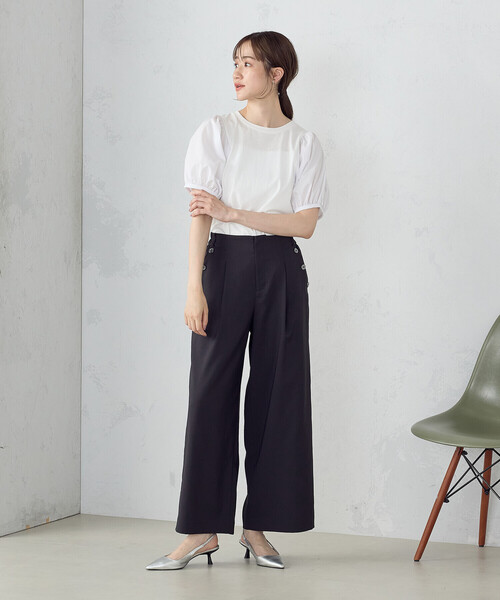 COMME CA ISM（コムサイズム）の「ギャザースリーブカットソー（Tシャツ/カットソー・レディース・ホワイト/グリーン/ブラック・MEDIUM/LARGE）」の16枚目の写真