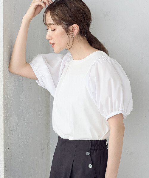 COMME CA ISM（コムサイズム）の「ギャザースリーブカットソー（Tシャツ/カットソー・レディース・ホワイト/グリーン/ブラック・MEDIUM/LARGE）」の17枚目の写真