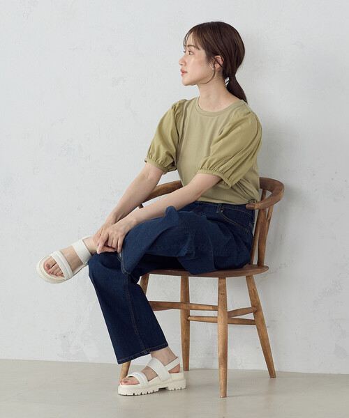 COMME CA ISM（コムサイズム）の「ギャザースリーブカットソー（Tシャツ/カットソー・レディース・ホワイト/グリーン/ブラック・MEDIUM/LARGE）」の21枚目の写真