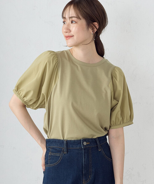 COMME CA ISM（コムサイズム）の「ギャザースリーブカットソー（Tシャツ/カットソー・レディース・ホワイト/グリーン/ブラック・MEDIUM/LARGE）」の5枚目の写真