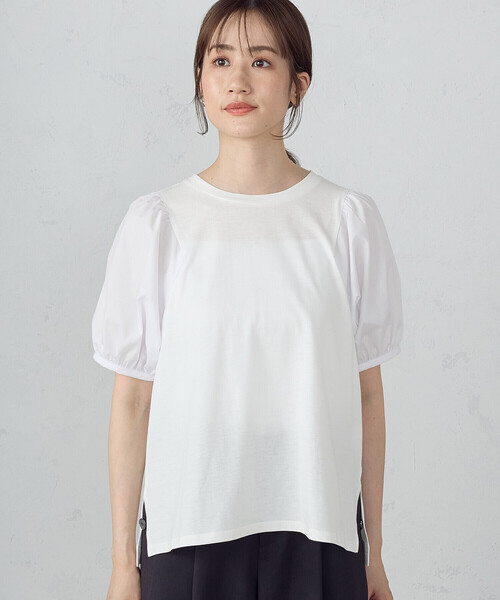 COMME CA ISM（コムサイズム）の「ギャザースリーブカットソー（Tシャツ/カットソー・レディース・ホワイト/グリーン/ブラック・MEDIUM/LARGE）」の6枚目の写真