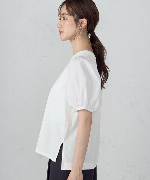 COMME CA ISM（コムサイズム）の「ギャザースリーブカットソー（Tシャツ/カットソー・レディース・ホワイト/グリーン/ブラック・MEDIUM/LARGE）」の7枚目の写真