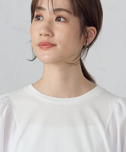 COMME CA ISM（コムサイズム）の「ギャザースリーブカットソー（Tシャツ/カットソー・レディース・ホワイト/グリーン/ブラック・MEDIUM/LARGE）」の9枚目の写真
