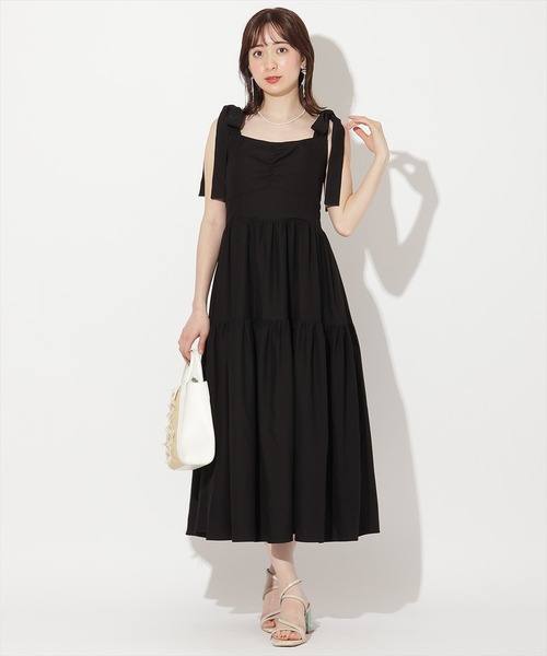 セール】ショルダーリボンティアードワンピース（ワンピース 