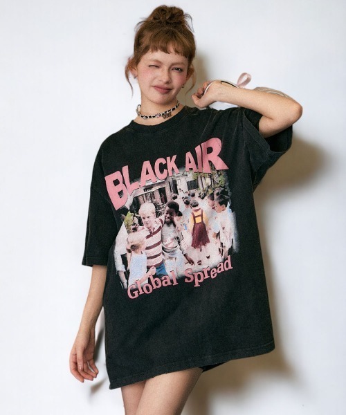 mushwear(マッシュウェア)の「retro washed loose half-sleeved T-shirt(Tシャツ/カットソー・メンズ・ブラック・MEDIUM/LARGE/X-LARGE/XX-LARGE)」の1枚目の写真