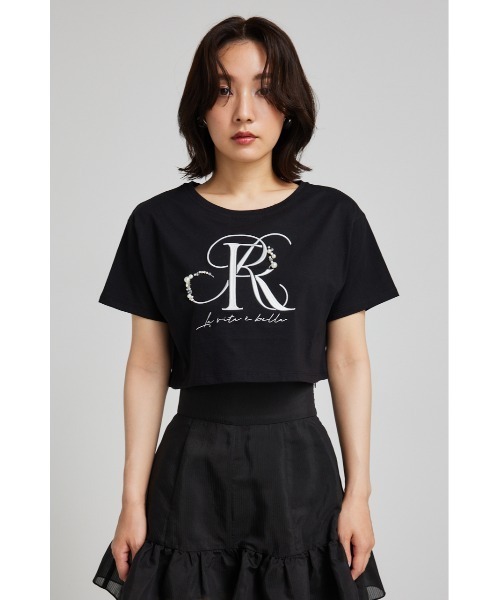 rienda（リエンダ）の「ビジューRロゴＴシャツ 春服（Tシャツ/カットソー・レディース・ブラック/ホワイト/ライトブルー・FREE）」の9枚目の写真