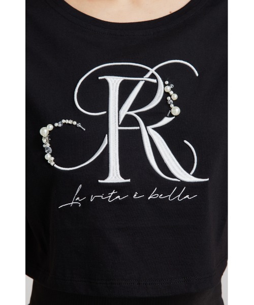 rienda（リエンダ）の「ビジューRロゴＴシャツ 春服（Tシャツ/カットソー・レディース・ブラック/ホワイト/ライトブルー・FREE）」の8枚目の写真