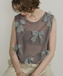 シアーリボンノースリトップス