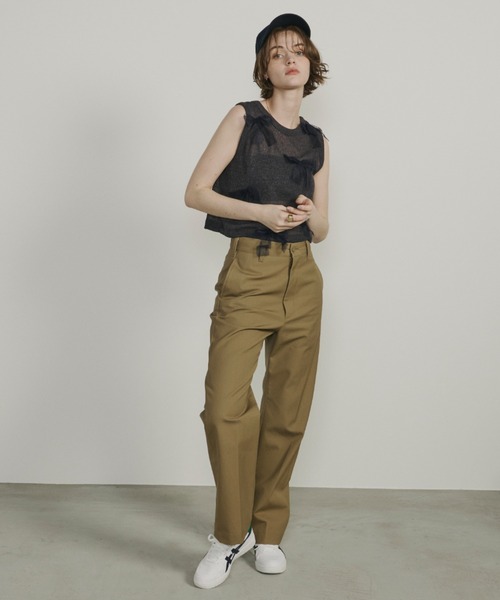 Unitage（ユニテージ）の「シアーリボンノースリトップス（Tシャツ/カットソー・レディース・ピンクベージュ/チャコールグレー/グレイッシュベージュ・FREE）」の17枚目の写真