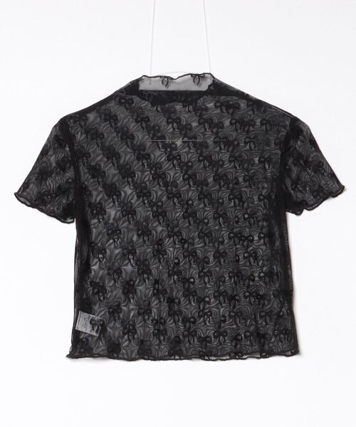 LYEON(リヨン)の「リボン柄チュールトップス/チュールショートプルオーバー(Tシャツ/カットソー・レディース・ブラック/ホワイト・FREE)」の20枚目の写真