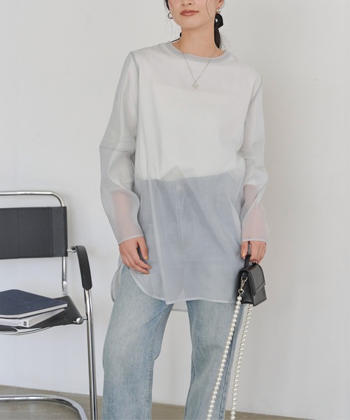 titivate(ティティベイト)の「シアーレイヤードプルオーバー(Tシャツ/カットソー・レディース・ライトブラウン/オフホワイト/ライトグレー・FREE)」の2枚目の写真