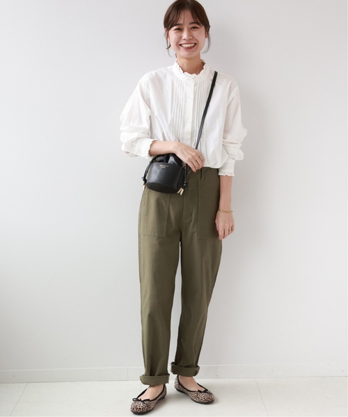 JOURNAL STANDARD relume（ジャーナルスタンダード　レリューム）の「《再入荷！》［24AW 新色追加］【洗濯機洗い可能】コットンブロードフリルブラウス（シャツ/ブラウス・レディース・ホワイト/ブルー系その他/ネイビー・FREE）」の12枚目の写真
