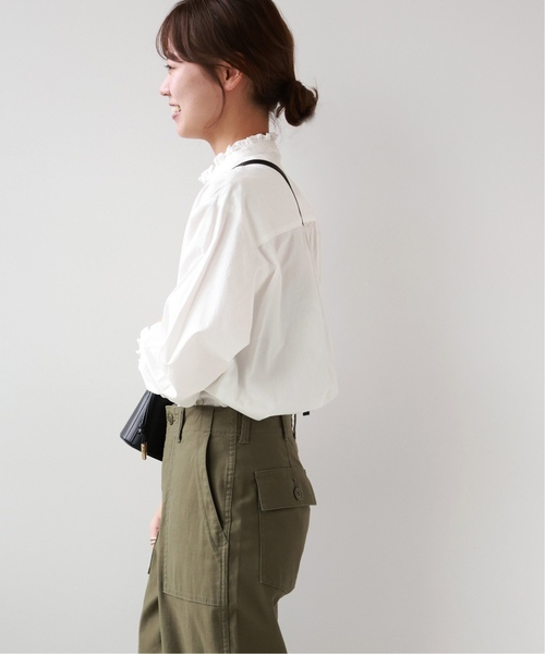 JOURNAL STANDARD relume（ジャーナルスタンダード　レリューム）の「《再入荷！》［24AW 新色追加］【洗濯機洗い可能】コットンブロードフリルブラウス（シャツ/ブラウス・レディース・ホワイト/ブルー系その他/ネイビー・FREE）」の17枚目の写真