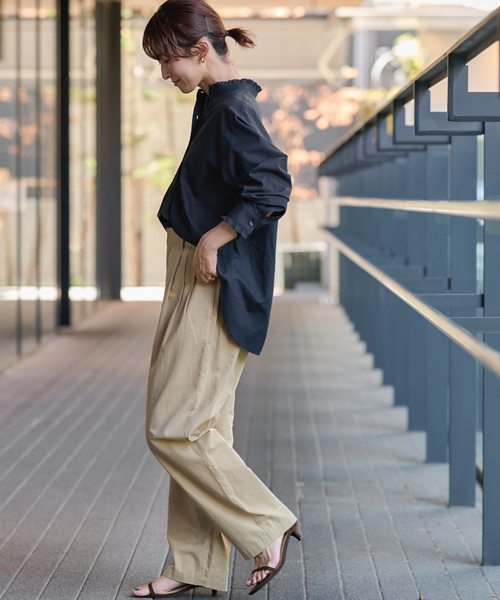 JOURNAL STANDARD relume（ジャーナルスタンダード　レリューム）の「《再入荷！》［24AW 新色追加］【洗濯機洗い可能】コットンブロードフリルブラウス（シャツ/ブラウス・レディース・ホワイト/ブルー系その他/ネイビー・FREE）」の20枚目の写真