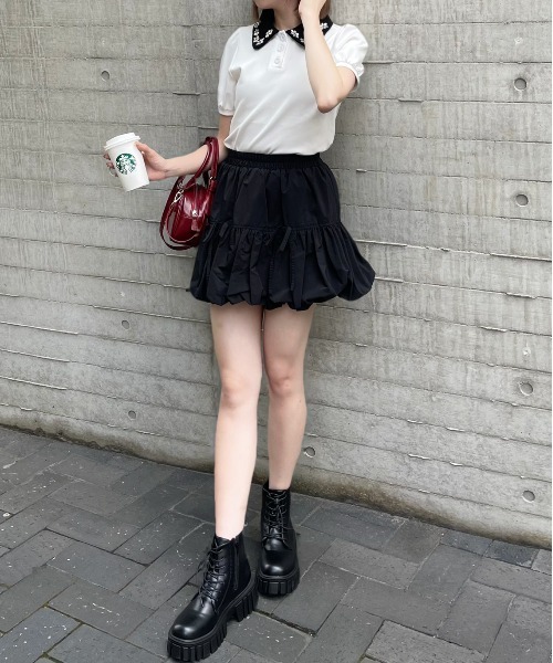 新品　HUG YOUR SKIN バルーンミニスカート　チェック　ウィッシュコア 新品 HUG YOUR SKIN バルーンミニスカート チェック ウィッシュコア