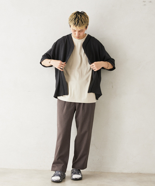 RIDING HIGH（ライディングハイ）の「WEB限定 RIDING HIGH/ ライディングハイ 別注 シアサッカージャージ BBシャツ（シャツ/ブラウス・メンズ・ベージュ/ブラック系その他・MEDIUM/LARGE）」の19枚目の写真