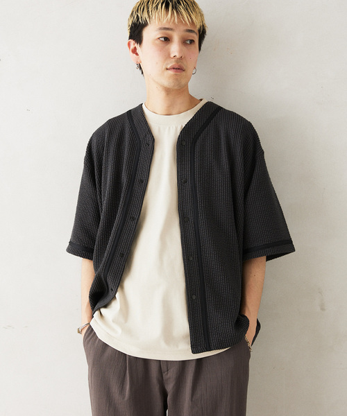 RIDING HIGH（ライディングハイ）の「WEB限定 RIDING HIGH/ ライディングハイ 別注 シアサッカージャージ BBシャツ（シャツ/ブラウス・メンズ・ベージュ/ブラック系その他・MEDIUM/LARGE）」の20枚目の写真