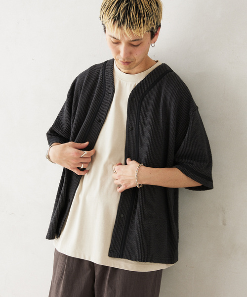 RIDING HIGH（ライディングハイ）の「WEB限定 RIDING HIGH/ ライディングハイ 別注 シアサッカージャージ BBシャツ（シャツ/ブラウス・メンズ・ベージュ/ブラック系その他・MEDIUM/LARGE）」の21枚目の写真