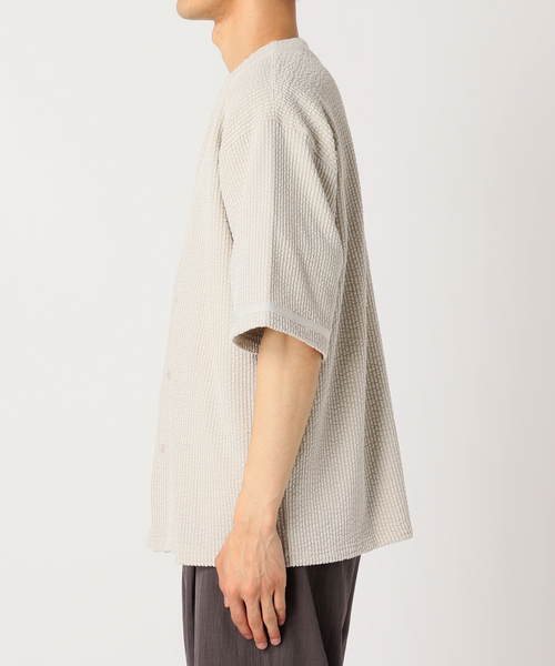 RIDING HIGH（ライディングハイ）の「WEB限定 RIDING HIGH/ ライディングハイ 別注 シアサッカージャージ BBシャツ（シャツ/ブラウス・メンズ・ベージュ/ブラック系その他・MEDIUM/LARGE）」の4枚目の写真