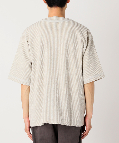 RIDING HIGH（ライディングハイ）の「WEB限定 RIDING HIGH/ ライディングハイ 別注 シアサッカージャージ BBシャツ（シャツ/ブラウス・メンズ・ベージュ/ブラック系その他・MEDIUM/LARGE）」の5枚目の写真