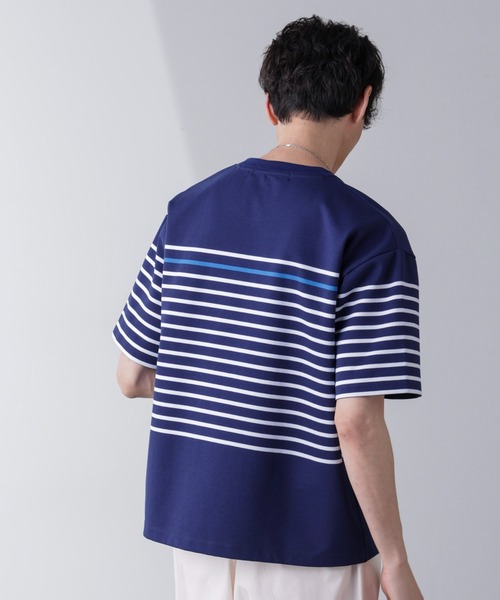 NANO universe(ナノユニバース)の「パネルボーダーリラックスTシャツ 半袖(Tシャツ/カットソー・メンズ・ホワイト/ブラック/ネイビー・S/M/L)」の13枚目の写真
