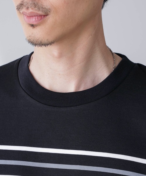 NANO universe(ナノユニバース)の「パネルボーダーリラックスTシャツ 半袖(Tシャツ/カットソー・メンズ・ホワイト/ブラック/ネイビー・S/M/L)」の18枚目の写真