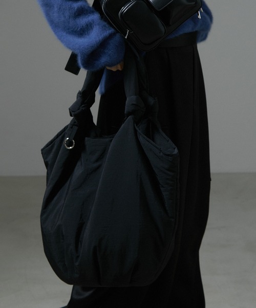 SALON adam et rope' バフナイロン トートバッグ ブラック サロン アダム エ ロペ SALON adam et rope' パフナイロントート