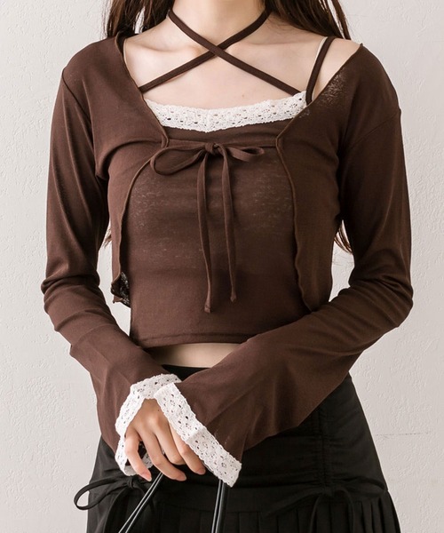 OLIVE des OLIVE（オリーブデオリーブ）の「ランダムテレコボレロアンサンブル（アンサンブル・レディース・ブラウン/ピンク/ブラック/オフホワイト・FREE）」の20枚目の写真