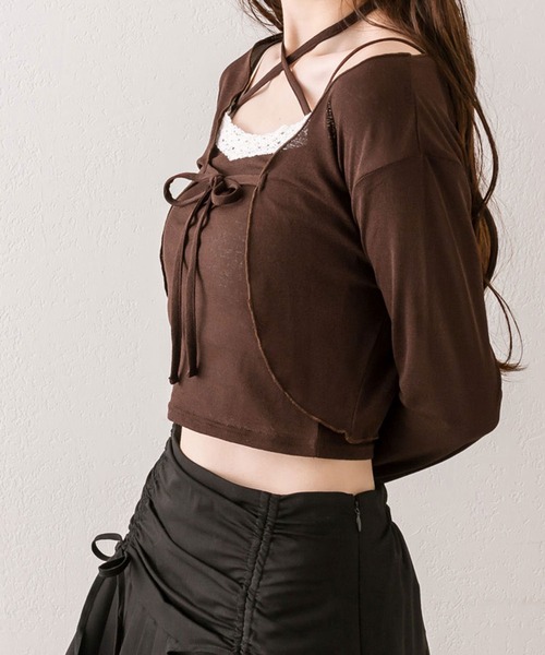 OLIVE des OLIVE（オリーブデオリーブ）の「ランダムテレコボレロアンサンブル（アンサンブル・レディース・ブラウン/ピンク/ブラック/オフホワイト・FREE）」の14枚目の写真