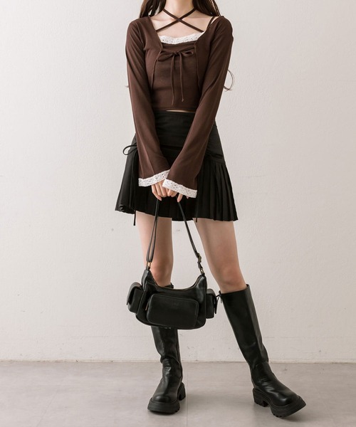 OLIVE des OLIVE（オリーブデオリーブ）の「ランダムテレコボレロアンサンブル（アンサンブル・レディース・ブラウン/ピンク/ブラック/オフホワイト・FREE）」の15枚目の写真