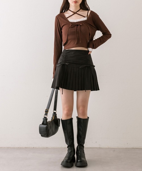 OLIVE des OLIVE（オリーブデオリーブ）の「ランダムテレコボレロアンサンブル（アンサンブル・レディース・ブラウン/ピンク/ブラック/オフホワイト・FREE）」の16枚目の写真