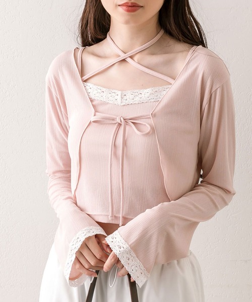 OLIVE des OLIVE（オリーブデオリーブ）の「ランダムテレコボレロアンサンブル（アンサンブル・レディース・ブラウン/ピンク/ブラック/オフホワイト・FREE）」の17枚目の写真