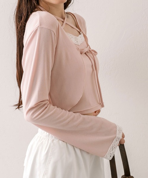 OLIVE des OLIVE（オリーブデオリーブ）の「ランダムテレコボレロアンサンブル（アンサンブル・レディース・ブラウン/ピンク/ブラック/オフホワイト・FREE）」の9枚目の写真