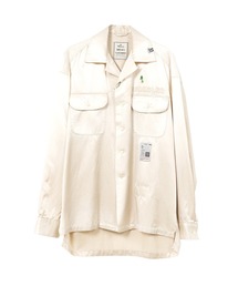 メゾン　ミハラヤスヒロ　オープンカラーシャツ　　サイズ46 Maison MIHARA YASUHIRO - ブリーチドサテンシャツ - Bleached Satin
