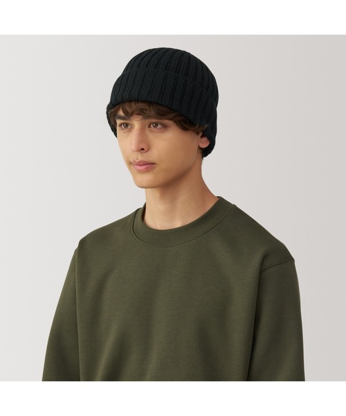 無印良品（ムジルシリョウヒン）の「おでこのチクチクを抑えた　ウール混　リブ編み　ワッチ（ニットキャップ/ビーニー・レディース・ベージュ/ブラック/チャコールグレー/マスタード/ブルー/ダークブラウン系/レンガ・55-59cm）」の11枚目の写真
