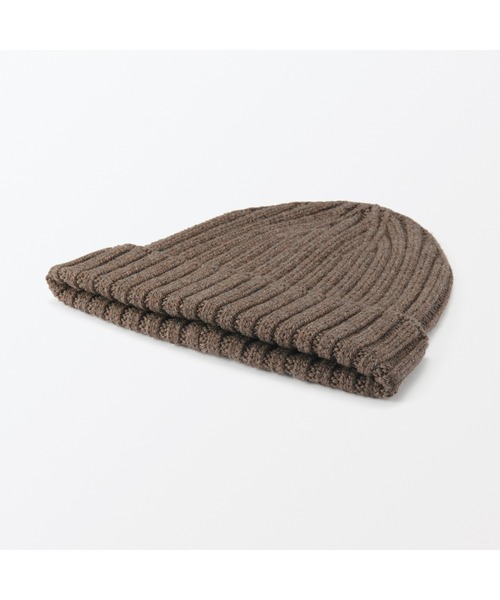 無印良品（ムジルシリョウヒン）の「おでこのチクチクを抑えた　ウール混　リブ編み　ワッチ（ニットキャップ/ビーニー・レディース・ベージュ/ブラック/チャコールグレー/マスタード/ブルー/ダークブラウン系/レンガ・55-59cm）」の19枚目の写真