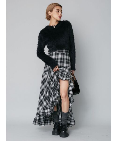 EVRIS（エヴリス）の「ランダムアシンメトリーチェックスカート（スカート・レディース・ベージュ/ネイビー/ブラック・MEDIUM/SMALL）」の21枚目の写真