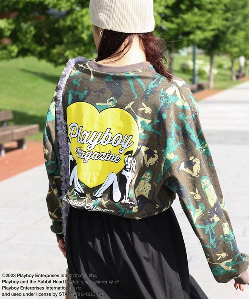 PLAYBOY(プレイボーイ)の「【PLAYBOY】×【SEQUENZ】 ハートバニー バックプリント 長袖 Tシャツ / ロンT(Tシャツ/カットソー・レディース・ホワイト/マルチ/ブラック/オレンジ・X-LARGE/LARGE/MEDIUM/SMALL)」の4枚目の写真