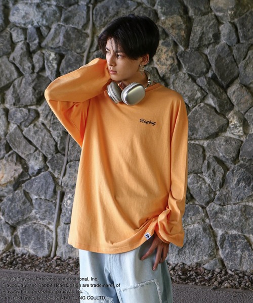tシャツ 「PLAYBOY」×「SEQUENZ」 ハートバニー バックプリント 長袖 Tシャツ / ロンT レディース メンズ PLAYBOY】×【SEQUENZ】 ハートバニー バックプリント 長袖 T