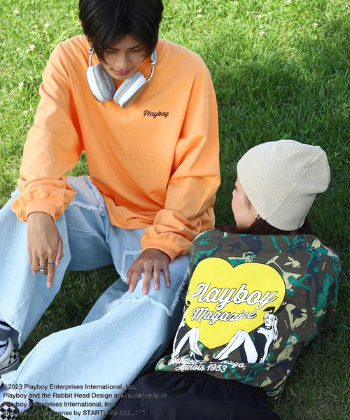 PLAYBOY(プレイボーイ)の「【PLAYBOY】×【SEQUENZ】 ハートバニー バックプリント 長袖 Tシャツ / ロンT(Tシャツ/カットソー・レディース・ホワイト/マルチ/ブラック/オレンジ・X-LARGE/LARGE/MEDIUM/SMALL)」の14枚目の写真