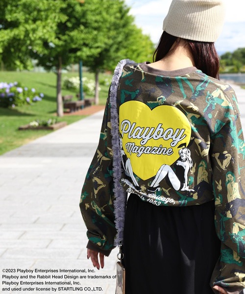 PLAYBOY(プレイボーイ)の「【PLAYBOY】×【SEQUENZ】 ハートバニー バックプリント 長袖 Tシャツ / ロンT(Tシャツ/カットソー・レディース・ホワイト/マルチ/ブラック/オレンジ・X-LARGE/LARGE/MEDIUM/SMALL)」の18枚目の写真