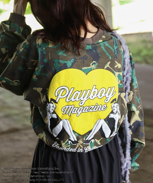 PLAYBOY(プレイボーイ)の「【PLAYBOY】×【SEQUENZ】 ハートバニー バックプリント 長袖 Tシャツ / ロンT(Tシャツ/カットソー・レディース・ホワイト/マルチ/ブラック/オレンジ・X-LARGE/LARGE/MEDIUM/SMALL)」の17枚目の写真