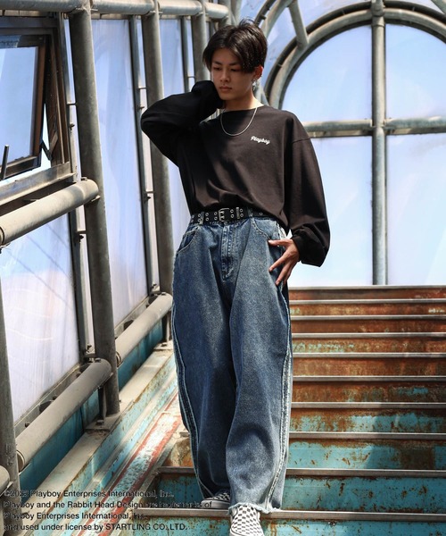 PLAYBOY(プレイボーイ)の「【PLAYBOY】×【SEQUENZ】 ハートバニー バックプリント 長袖 Tシャツ / ロンT(Tシャツ/カットソー・レディース・ホワイト/マルチ/ブラック/オレンジ・X-LARGE/LARGE/MEDIUM/SMALL)」の6枚目の写真