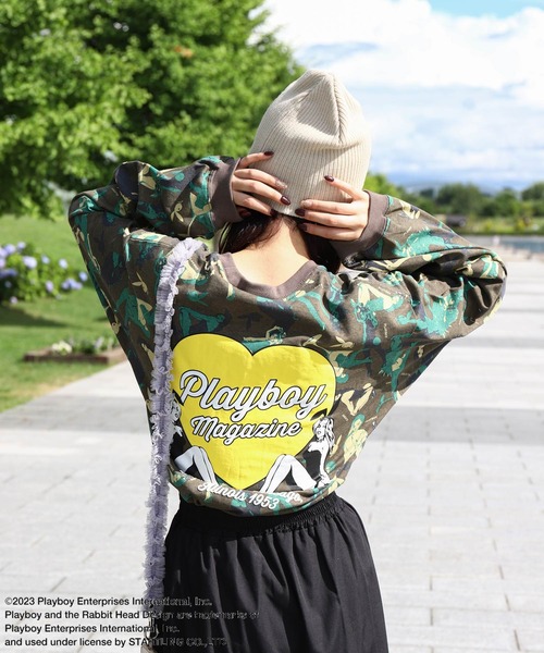 PLAYBOY(プレイボーイ)の「【PLAYBOY】×【SEQUENZ】 ハートバニー バックプリント 長袖 Tシャツ / ロンT(Tシャツ/カットソー・レディース・ホワイト/マルチ/ブラック/オレンジ・X-LARGE/LARGE/MEDIUM/SMALL)」の16枚目の写真