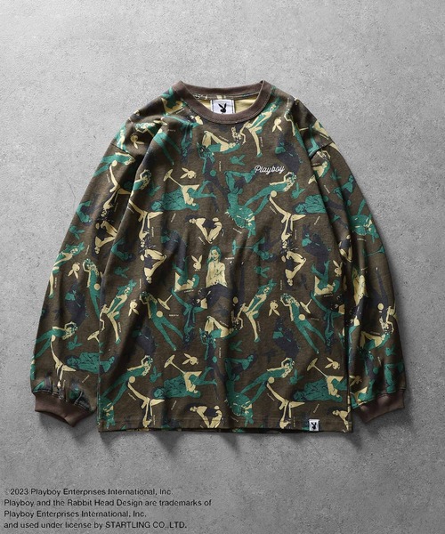 tシャツ 「PLAYBOY」×「SEQUENZ」 ハートバニー バックプリント 長袖 Tシャツ / ロンT レディース メンズ PLAYBOY】×【SEQUENZ】 ハートバニー バックプリント 長袖 T