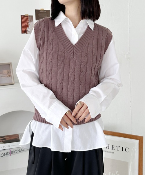 アトリエgg⭐︎ニットジレ⭐︎ベスト⭐︎1ハーフ⭐︎グレー アトリエ