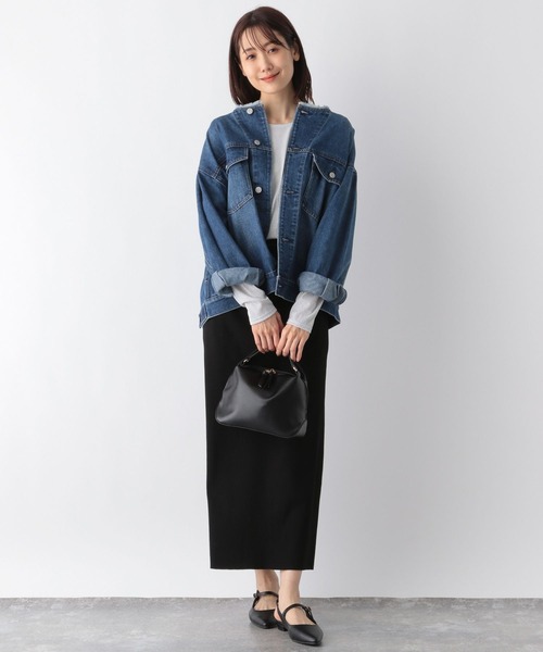 GLOBAL WORK（グローバルワーク）の「軽やかGOODデニムノーカラージャケット/132424（デニムジャケット・レディース・ブルー系その他6/サックスブルー・REGULAR/SHORT）」の13枚目の写真