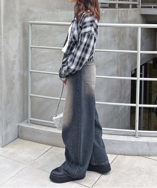 INGNI(イング)の「チェック柄ショートシャツ(シャツ/ブラウス・レディース・ネイビー系2/ブラック系/ブラウン系その他2/ブルー系8/ネイビー系3・M)」の11枚目の写真