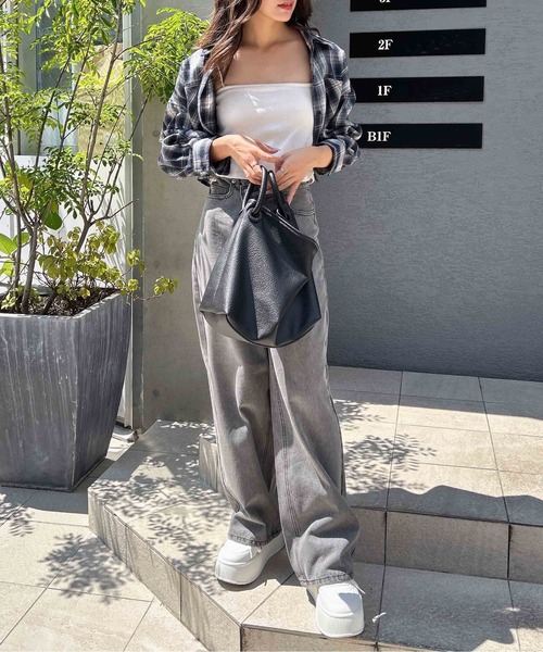 INGNI(イング)の「チェック柄ショートシャツ(シャツ/ブラウス・レディース・ネイビー系2/ブラック系/ブラウン系その他2/ブルー系8/ネイビー系3・M)」の17枚目の写真